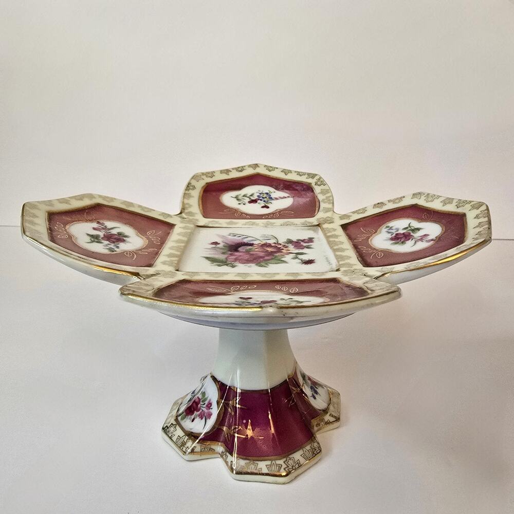 Camille Naudot Porcelain Footed Plate Tidbit Dish Cake French Antique Floral - Picture 4 of 11